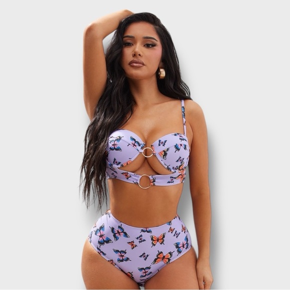 Fashion Nova Other - Butterfly Print Bikini Set- (M)